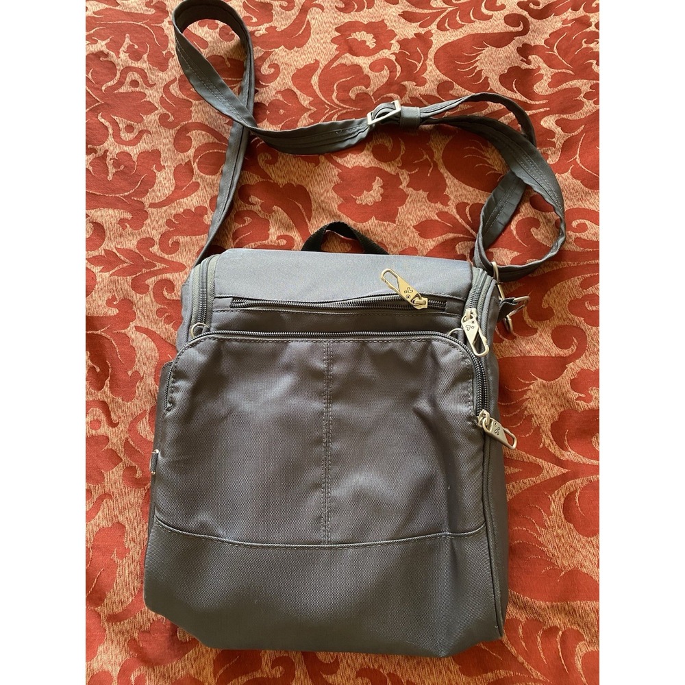 Travelon Dark Grey Messenger Shoulder Bag Purse s16